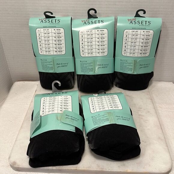 Spanx Assets sz 4 Black Textured Diamond NetTights Style 2404 NWT lot of 5 - Picture 8 of 13